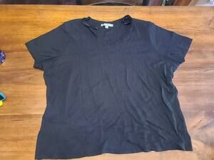 Carroll Reed Short Sleeve Pima Cotton T-Shirt Top Womens 3x Black V-Neck